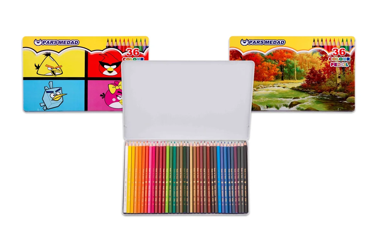 مداد رنگی 36 رنگ جعبه فلزی لاک پشت