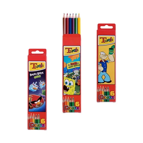 مداد رنگی 6 رنگ جعبه مقوایی لاک پشت